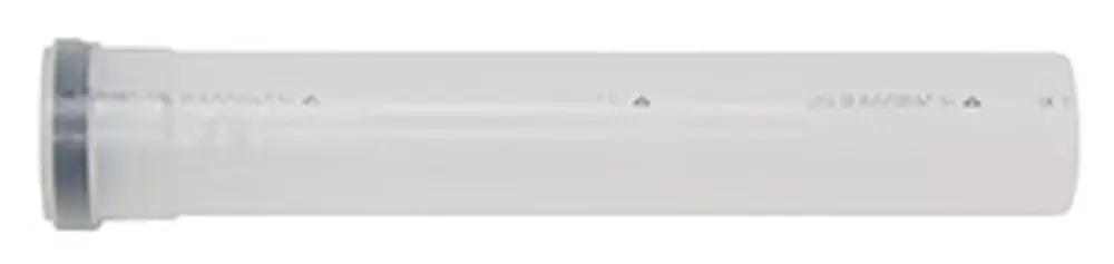 Weißes, zylindrisches Rohr zur Abgasleitung, gefertigt aus Kunststoff, mit einer durchgehenden, glatten Oberfläche. Ideal für die Verwendung mit Vaillant-Systemen.